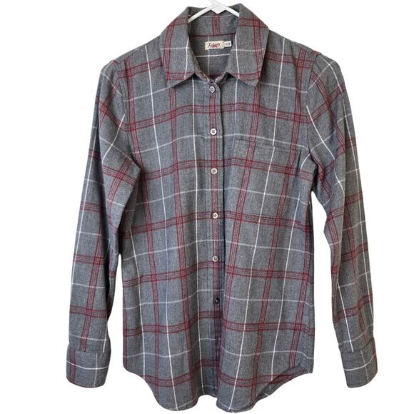 Faherty Juliet Shirt Women's XS Gray Red Plaid Flannel Outdoorcore Gorpcore - Picture 1 of 11